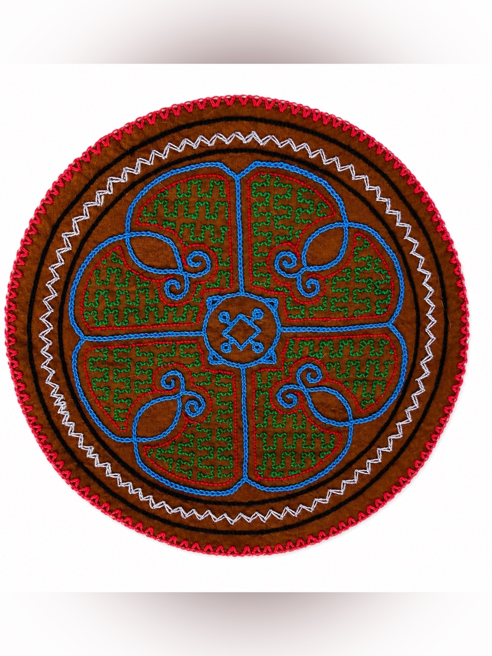 Authentic Shipibo-Konibo Kené Ceremonial Textile Sacred Geometry 8” Peru